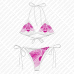 Flower Print Bikini Set Sexy Thong Swimsuit Two Pieces Bathing Suit Punk Gothic Fashion Women Swimwear Y2k Style 2000s Emo Girls