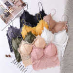 Women Floral Lace Bra Female Underwear Sexy Lingerie Lace Top Removable Pads Non-wire Solid Color Bralette Push-Up Brasieres