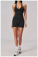 New Seamless Yoga Thread Set Women Hanging Neck V Neck Slim Sports Tank Top Hip Lifting Abdominal Tightening Shorts Fitness Suit