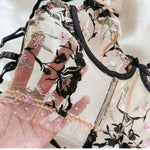 Sexy Lace Flowers Embroidery Lingerie Set Summer Ultra Thin Breathable Bra and Thong Sets Women Wide Version Romantic Underwear