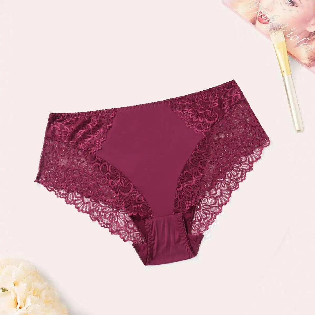 BEAUWEAR Plain Lace Underwear Unlined Thin Panties for Women Plus Size Underpant 0XL 1XL 2XL 3XL 4XL 5XL