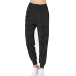 Hearuisavy Yoga Pants Loose Slim Quick-Dry Yoga Pants Pleated Hem Bound Running Fitness Capris Pockets Jogging Pants Woman