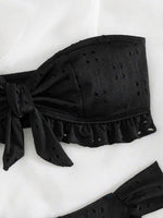 Ruffled Frill Knotted Bandeau Bikini Women Swimwear Female Swimsuit Two-pieces Bikini Set Strapless Bathing Suit Swim Beach Wear