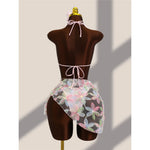With Sarong Flower Printed Halter Bikini Female Swimsuit Women Swimwear Three-pieces Bikini set Bather Bathing Suit Swim V8321