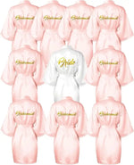 Bridesmaid Robes Satin Bridal Party Embroidered Bride Design, Kimono Sleeves, Smooth Satin Feel, for Getting Ready Photos, Brida