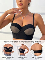 Sexy Mesh Bustier Women Bra Removable Straps Strapless Push‑up Bra Invisible Crop Top Underwire Lingerie