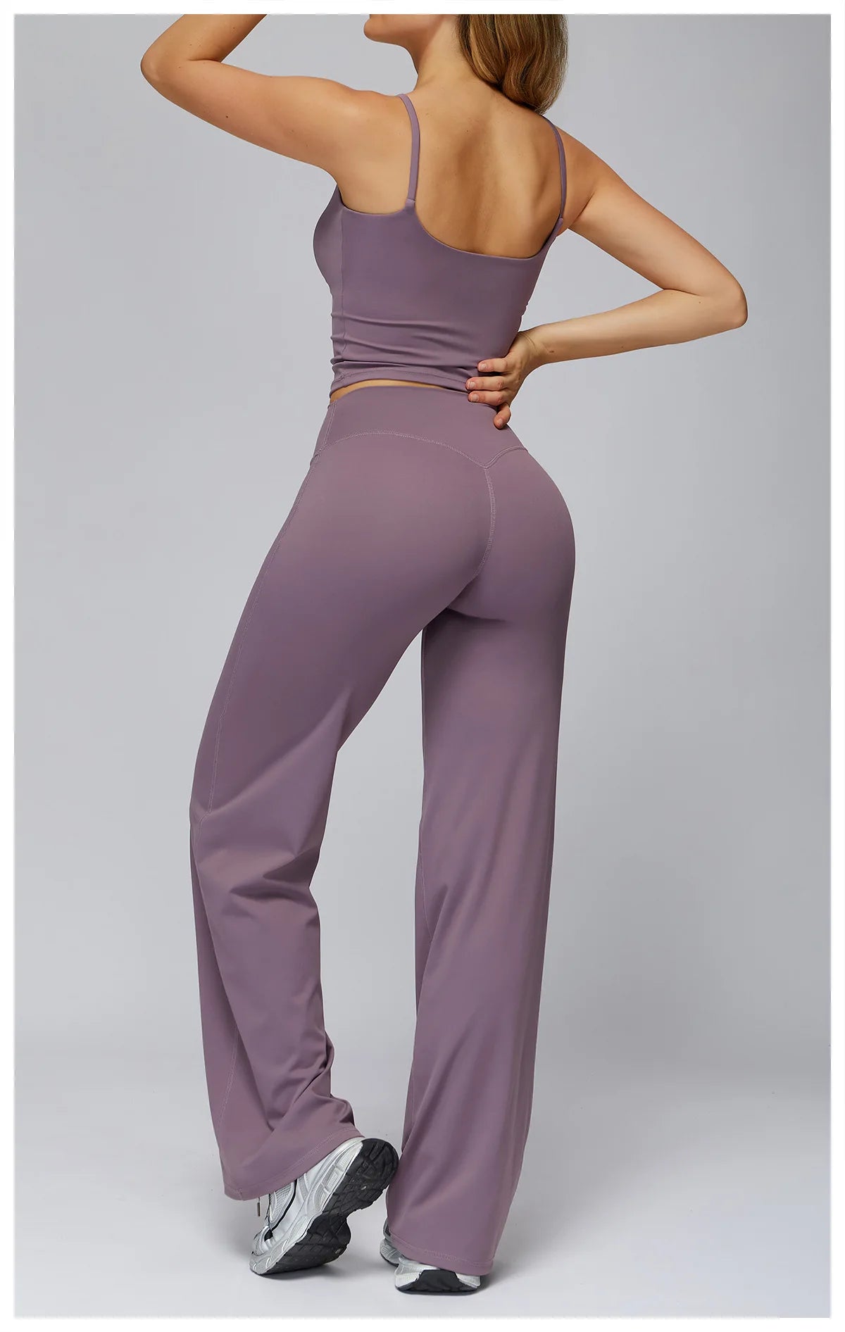 Yoga Suit Gym Fitness Set Hanging Neck Slim Sports Tank Top High Waist Wide Leg Pants Tracksuit Outdoor Running Athletic Wear