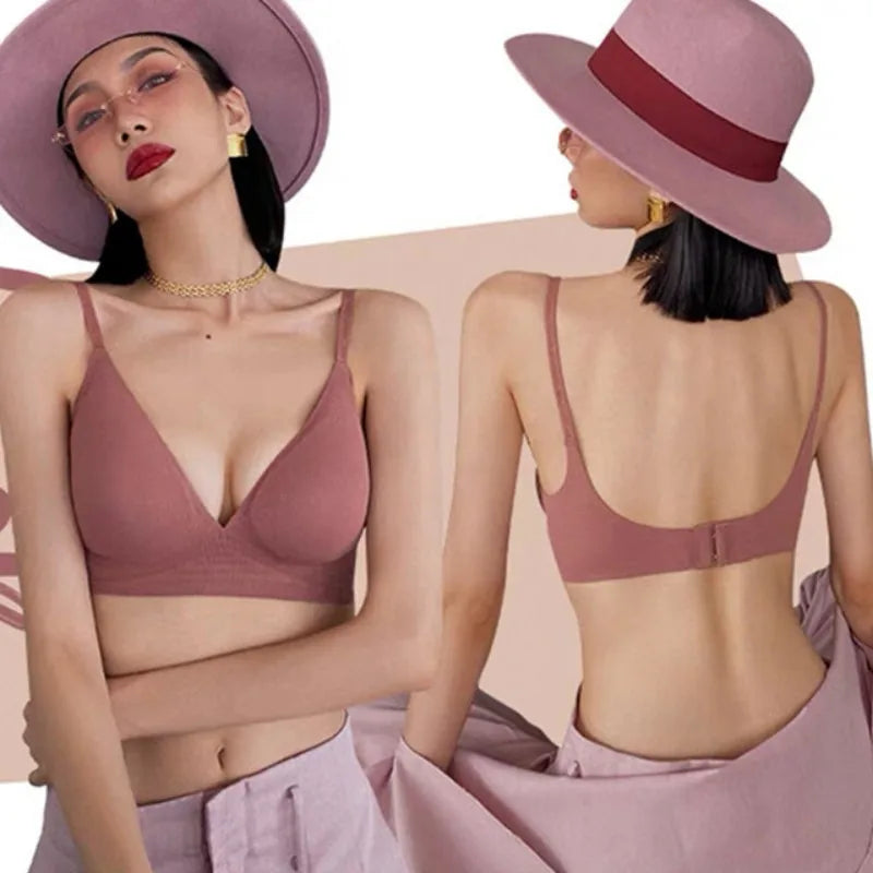 Push Up Bras For Women Non-wire Brassiere Soft Comfy Letter Straps Top Sexy Lingerie U-shaped Back Seamless Underwear Intimates