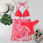 3 Pieces Bikini Set With SkirtTie Dye String Thong Bathing Suit Women Swimsuit FemaleSwimwear Beach Wear Swim Lady Summer