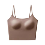 Women's Seamless Bras Top - MOYISU Invisible Chest Pad Camisole Anti-Peep Undershirt with Versatile Strap & Flattering Back Cut