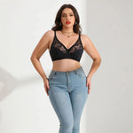 Plus Size Full Coverage Bras for Large Bust Wire-Free Lace Breathable C-E CupFor Curvy Women MR3036