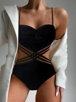 Black Push Up Swimsuit One Piece Swimwear Women Cut Out Trikini Swimming Suit Brazilian Monokini Bodysuit Beach Bathing Suit