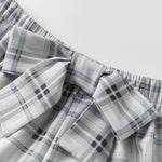 Women’s Cute Lounge Clothes Long Sleeve Bow Front Plaid Print Shirt + Shorts Set Summer Fall 2 Piece Pajamas Set