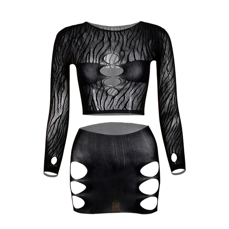 Long Sleeve See Through Tassel Beach Dress Women Sexy hollow Out Fishnet Fringe Cover Up Bodycon Rave Festival Outfit Set
