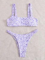 Sexy Micro Bikini Women Orange Leopard Print Push Up Padded Thong Swimsuit Female Cut Out Bathing Suit Swimwear Biquini