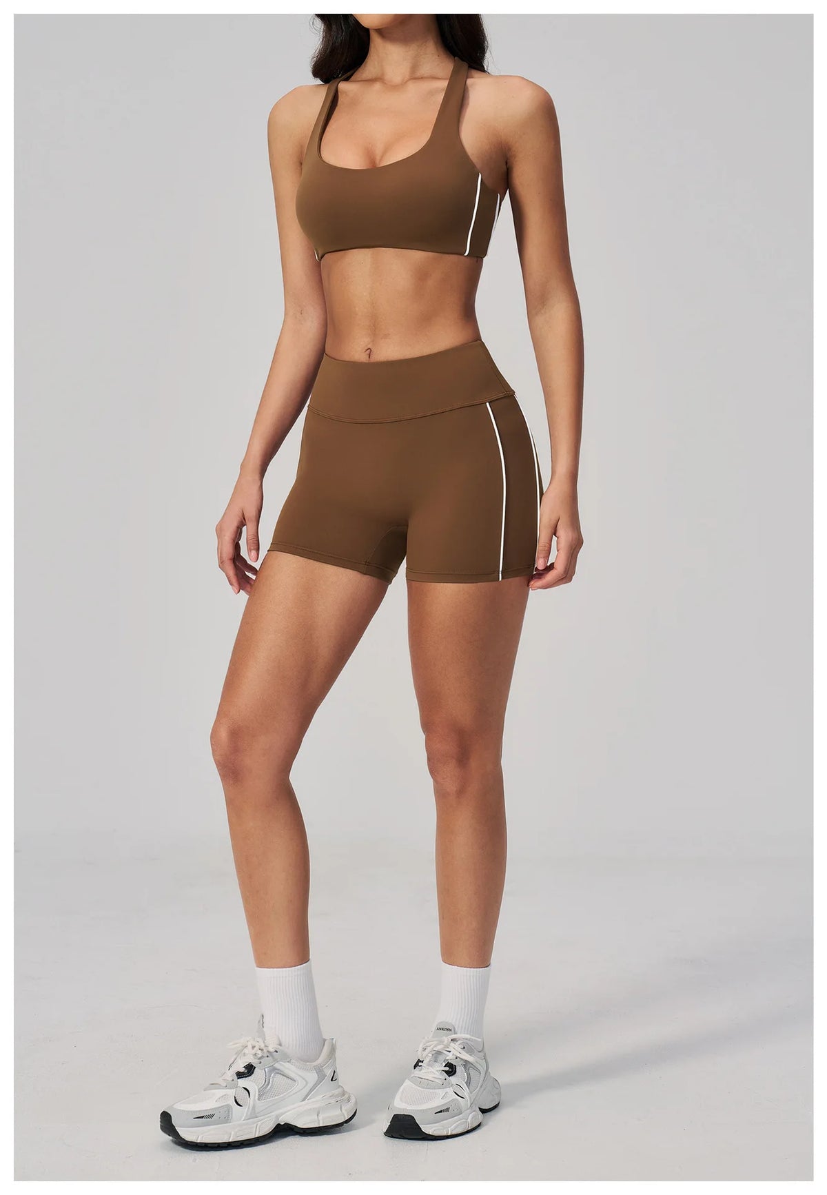 Quick Drying Shaved Tight Yoga Suit for Women Color Contrast Slim Sports Bra High Waist Shorts Running Fitness Suits Tracksuit