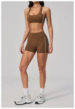 Quick Drying Shaved Tight Yoga Suit for Women Color Contrast Slim Sports Bra High Waist Shorts Running Fitness Suits Tracksuit