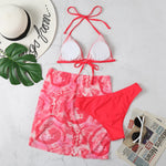 3 Pieces Bikini Set With SkirtTie Dye String Thong Bathing Suit Women Swimsuit FemaleSwimwear Beach Wear Swim Lady Summer