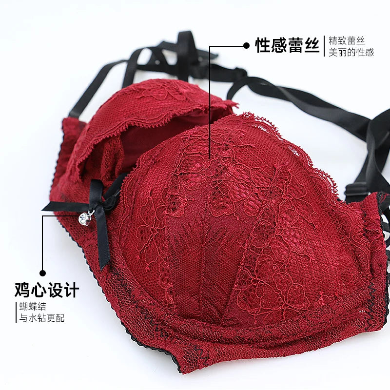 Summer Christmas Lingerie Set Red Lace Bra Lightweight Low Back Support Comfort Bralette Pure Desire AU Sizes MOYISU Sexy Tushy