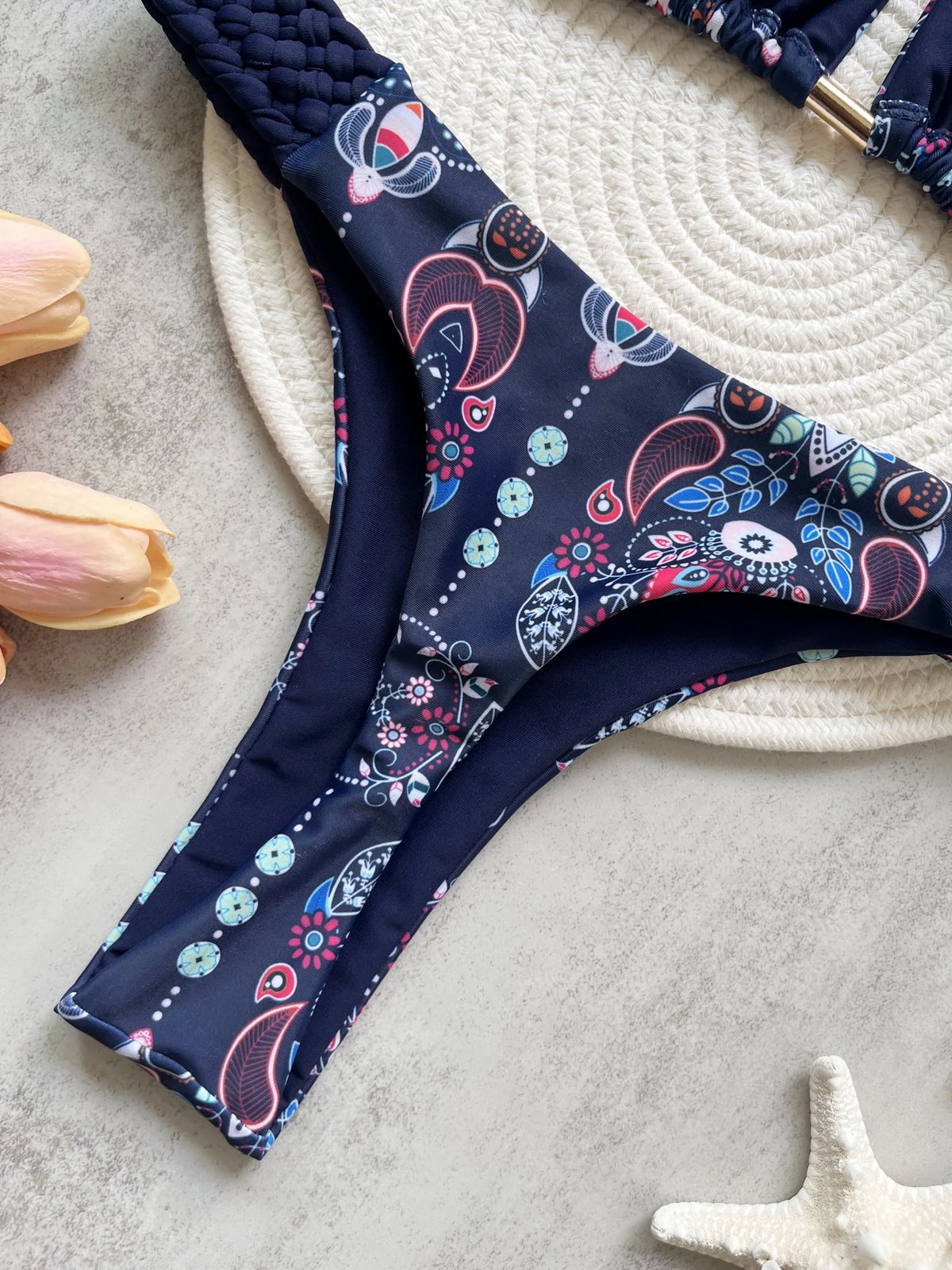 Fashion Print Halter Mini Thong High Cut Bikini Female Swimsuit Women Swimwear Two-pieces Bikini Set Bather Bathing Suit Swim