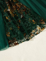 Atmospheric green floral embroidery nightgown set.Lightweight sheer bow-fronted halter-neck dress ladies,sexy lingerie ZA825071