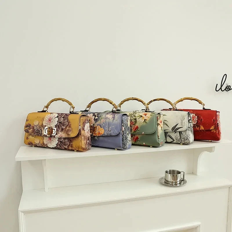 Vintage Bamboo Top Handle Bag Classic Mother Chic Lady Bags Women Shoulder Crossbody Bag Chain Bags Women's Handbags Purses