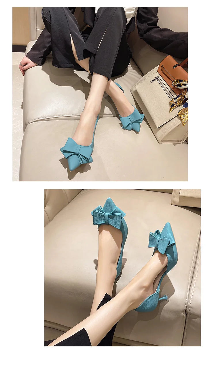 2026 New Thin Heels Pumps Women Blue Elegant Slip-On Party Shoes Woman Summer Pointed Toe Solid Color High Heels Shoes
