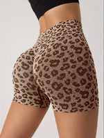 High Waist Peach Hip Quick-Drying Tight-Fitting Wearing European and American Leopard yoga Pants Summer New Shorts
