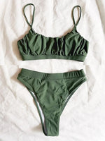 2026 Wrinkled Ruched High Waist Bikini Women Swimsuit Female Swimwear Two Pieces Bikini Set High Cut Bathing Suit Swim Beachwear