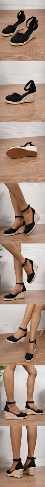 Big Size 43 Comfort Summer Office Lady Platform Shoes Espadrilles Shoes Women Leisure Cross Strap High Heels Wedges Pumps Woman