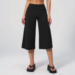 NCLAGEN Women Yoga Capri Pants Tummy Control High Waist Quick Dry Loose Fit Fitness Pants Gym Clothes Sports Wide-leg Trousers