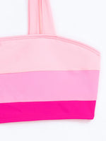 Sexy Tie Shoulder High Waist Bikinis Sets Two Pieces Pink Swimsuit Women Padded Swimwear Bandeau Brazilian Biquini Beach Wear