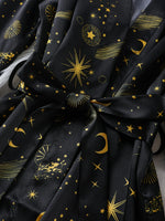 Women's Pajama Comfortable Loose Women's Elegant Pajama Set with Star and Moon Print V-Neck Camisole and Shorts 3pcs Set for All