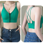 Seamless Bra Women Front Zipper Tube Tops Wrapped Chest Vneck Wireless Bra Comfort Tube Bra Beauty Back Underwear Sports Vest