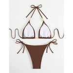 New Halter Pearls Bikini Women Swimwear Female Swimsuit Two-pieces Bikini set High Leg Cut Padded Bather Bathing Suit Swim K7194