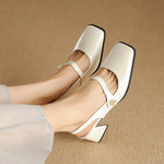 Elegant Slingback Sandals Women Summer Shoes Pink Black Silver Medium Heels Close Toe Office Party Shoes Female Large Size 45