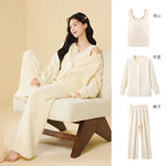Women Autumn Winter Korean Style 3 Piece Camisole Pajama Set New Soft Half Velvet Elegant Wearable Outside Loungewear Sleepwear