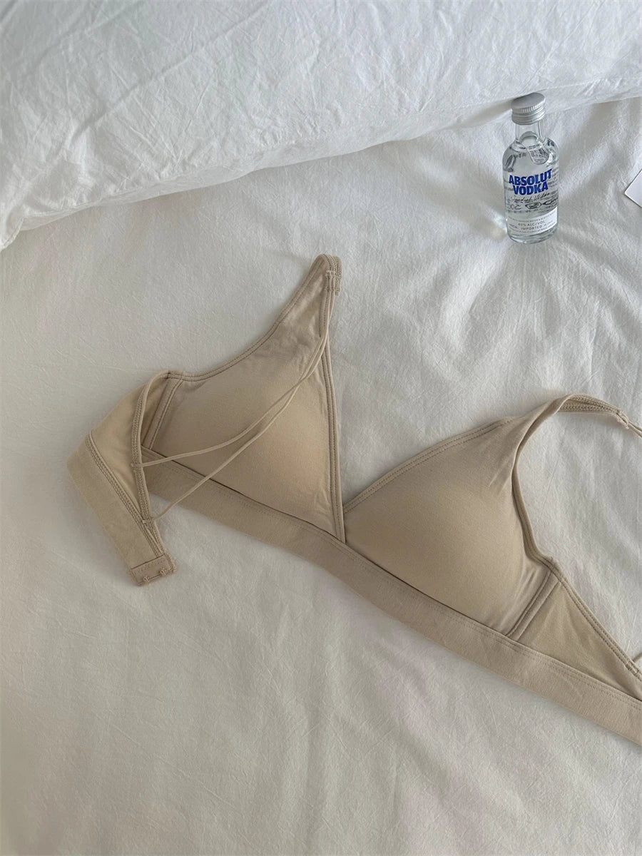 MOYISU French Triangle Cup Micro Push-up|Large & Small Breast|Sexy Nude Lightweight Skin Bra Cover Summer Comfort Fit