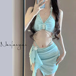 New 2025 Sexy Split Swimsuit Women's Bikini Three Piece Set Niche Release Vacation Style Hot Beach Swimwears Slimming