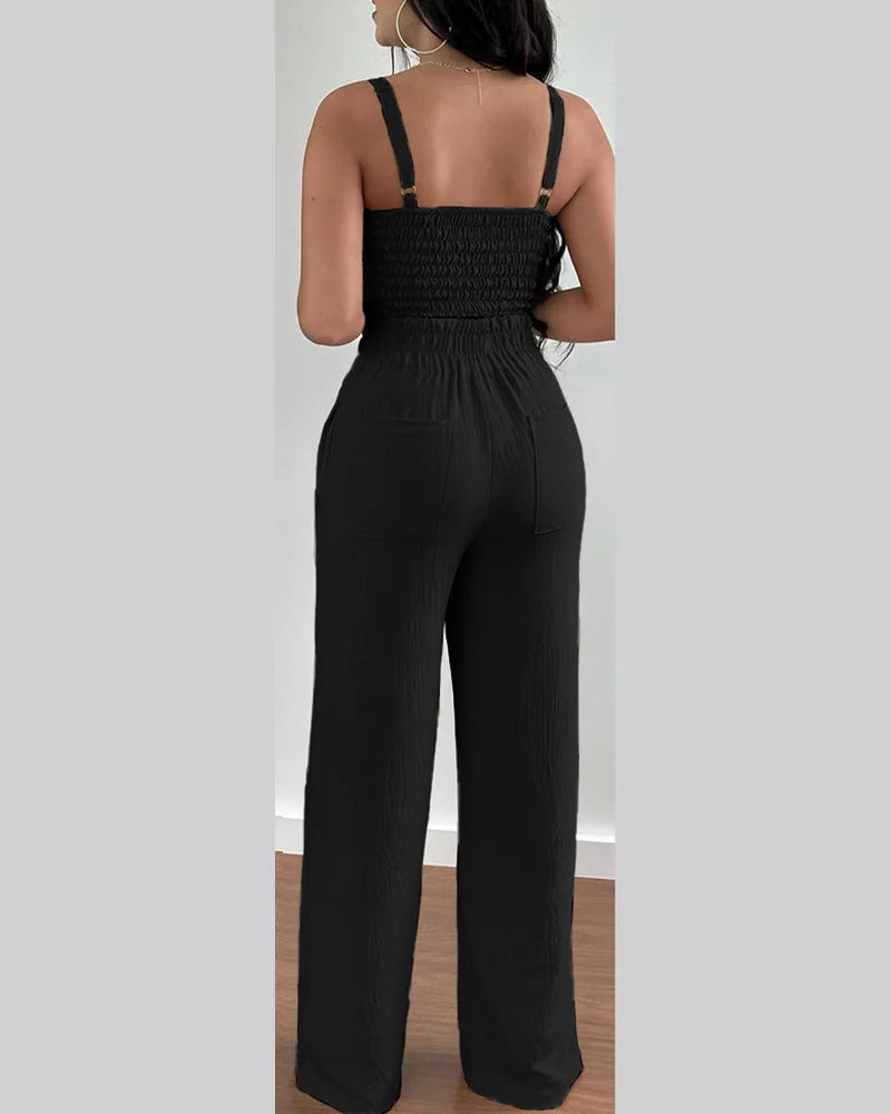 Women's Two Piece Sets Fashion Print Halter V-Neck Short Tank Suit Tops Long Pants Matching Set Summer Casual Female Slim Pants
