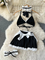 Women's Sexy Bow Lace-Up Sensual Dress Set Fashion Uniform - Trendy Comfortable Dress Ensemble for Adults New