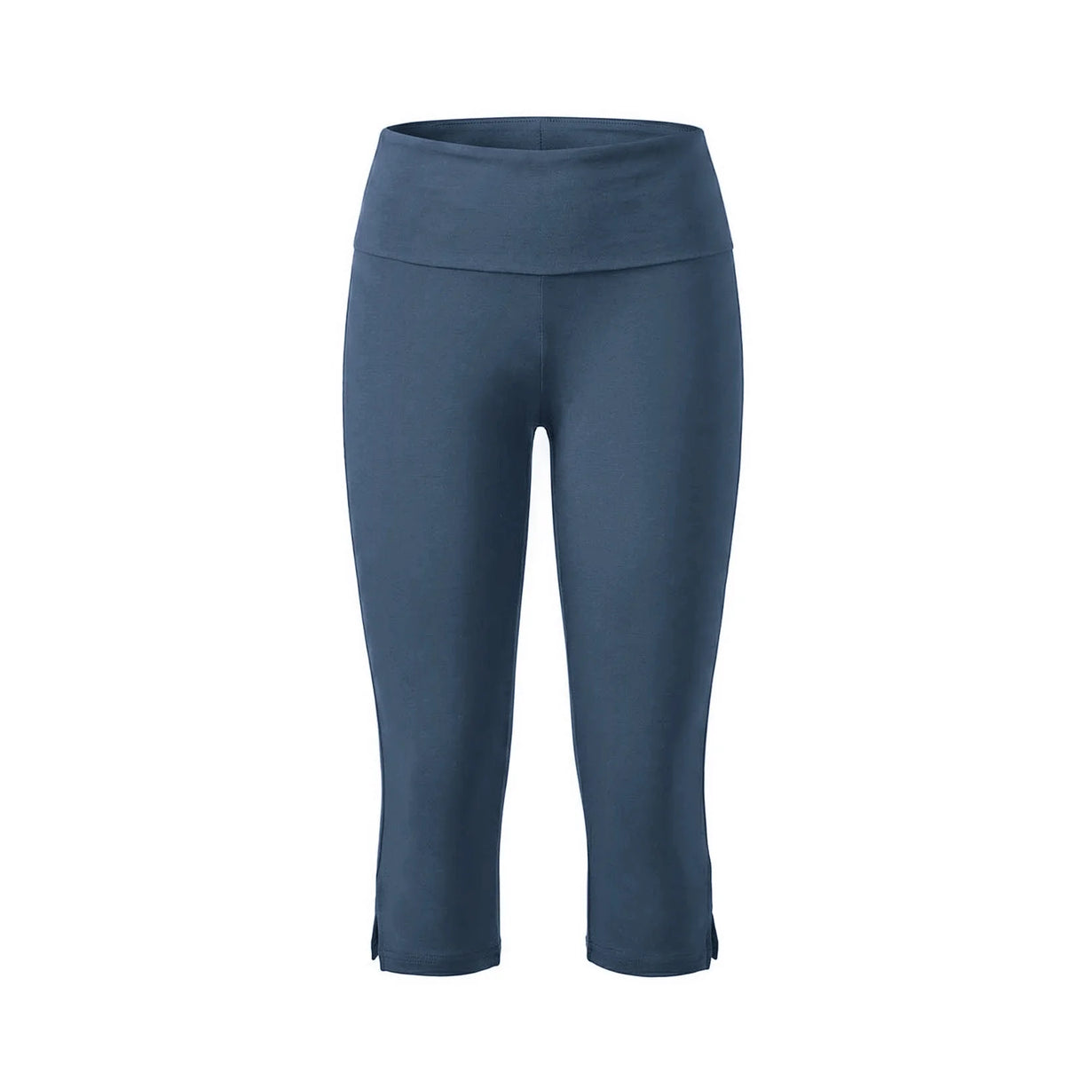 Women’s Solid Color Capri Pants Fold Over Elastic Waist Split Hem Bodycon Cropped Pants Summer Daily Casual Joggings Leggings