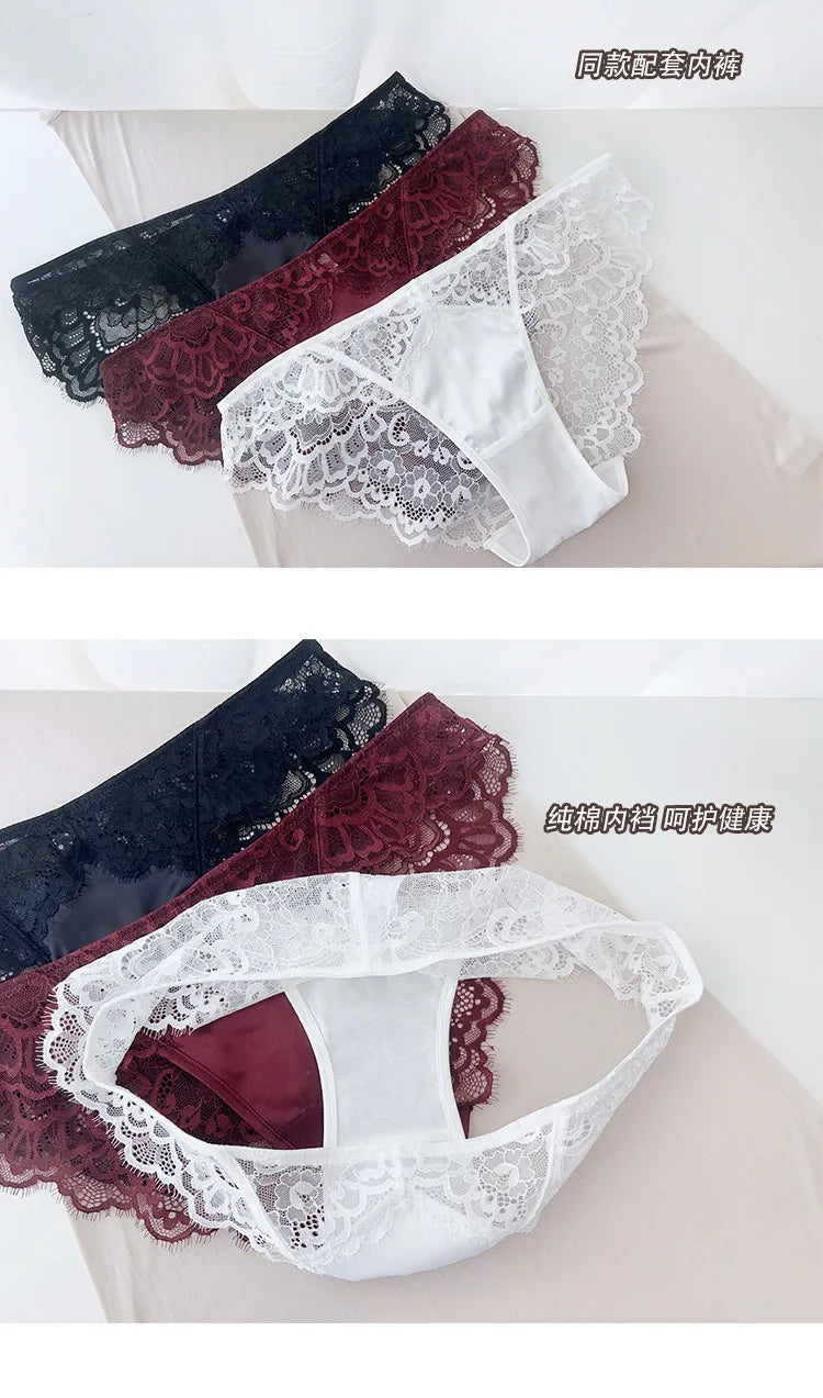 Modest French Lace Abaya Bra Set Women Sexy Deep V Full Coverage Big Bust Support Anti Sagging Comfort Summer Luxury Minimizer
