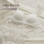 Japanese Kawaii Heart Print Lingerie, Sweet Wireless Bralette Set for Small Breasts, Comfortable Anti-Sagging Everyday Bra Set