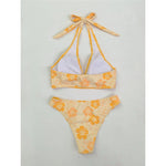 S - XL With Skirt Printed Halter Bikini Female Swimsuit Women Swimwear Three-Pieces Bikini Set Bather Bathing Suit Swim V8230
