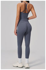 Summer Seamless Yoga Sets Women Outdoor Slimming Sports Tank Top High Waist Hip Lifting Leggings Gym Fitness Suits Tracksuit