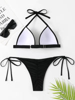Sexy Halter Push Up Bra Cup Bikini 2025 Women Swimsuit Female Swimwear Two Pieces Bikini set Brazilian Bathing Suit Swim Beach