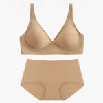 Women Push-Up Bra And Panties Set Non-wire Brassiere Low Waist Briefs Sexy Lingerie Women's Ice Silk Underwear Female Intimates