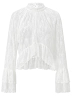 Womens Lace Floral Sheer Blouse Flare Long Sleeve Mock Neck Ruffle Peplum Hem Cropped Shirts Elegant Sexy Cover-ups Tops