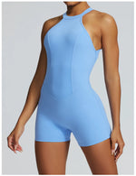 Short Sports Jumpsuit Women Hollow Out Backless Sleeveless High Elasticit Yoga One Piece Suit Tight Fitting Fitness Rompers